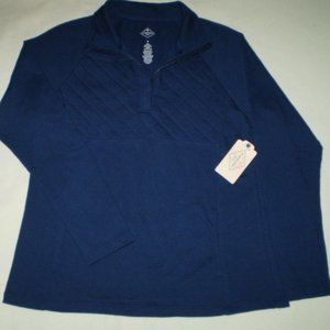 SIZE: SMALL~ST. JOHN'S BAY~NAVY BLUE  PULLOVER MED. WEIGHT HOODIE/JACKET~NWT'S